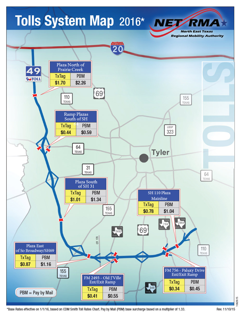 Toll Map Rates NETRMA   FINAL 2016 Tolls System Map 1 